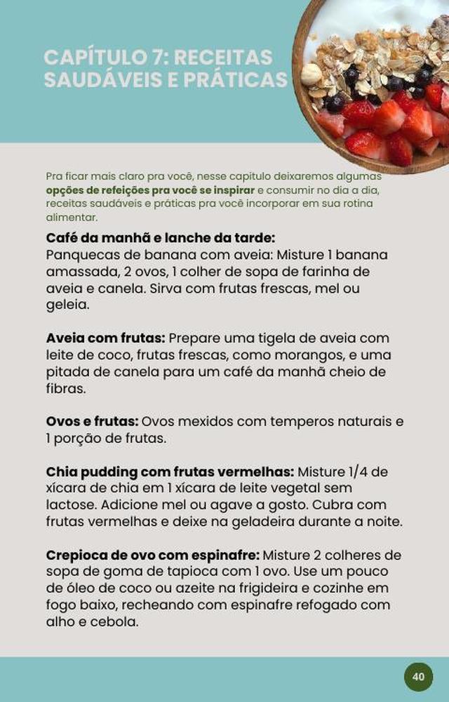 Página de receitas do e-book